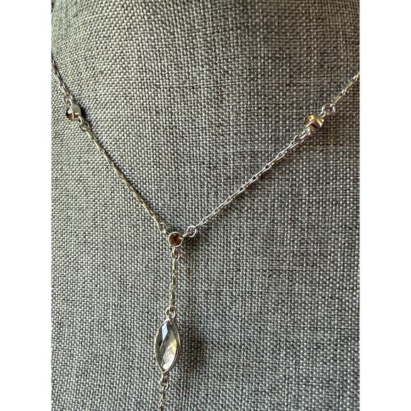 Lia Sophia Lavaliere Pendant Necklace Georgian Y Drop Edwardian Silver Tone 18” - Picture 5 of 10